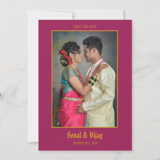 Invitation Un Mariage indien hindou en duple avec une image (Dos)