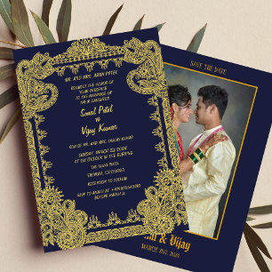 Invitation Un Mariage indien hindou en duple avec une image
