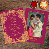 Invitation Un Mariage indien hindou en duple avec une image