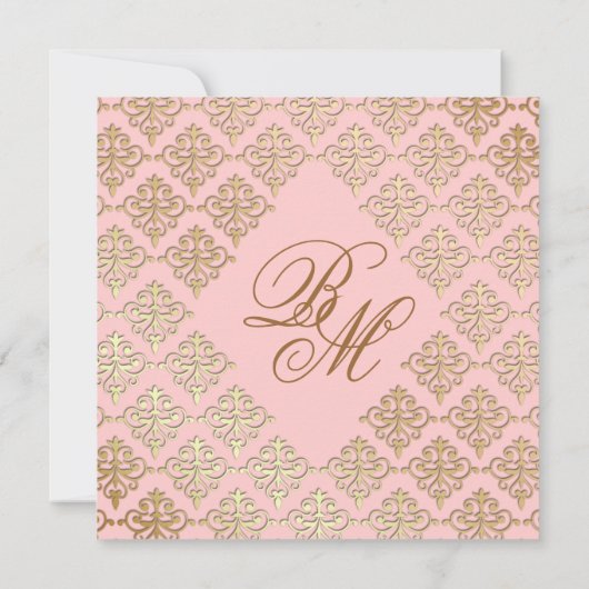 Invitation Un mariage indien invite Damask Gold Baby Pink (Dos)