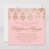 Invitation Un mariage indien invite Damask Gold Baby Pink (Devant)
