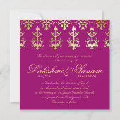 Invitation Un mariage indien invite Damask Gold Vin d'automne (Devant)