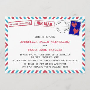 Invitation Un Mariage lesbien De L'Air Mail Au Portugal Invit