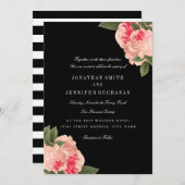 Invitation Un mariage rayé noir et blanc moderne invite (Devant / Derrière)