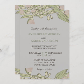 Invitation Un mariage rose avec un Fleur sauvage australien G