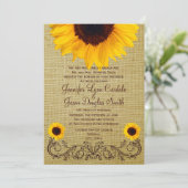 Invitation Un mariage rustique autour du Sunflower Burlap (Debout devant)