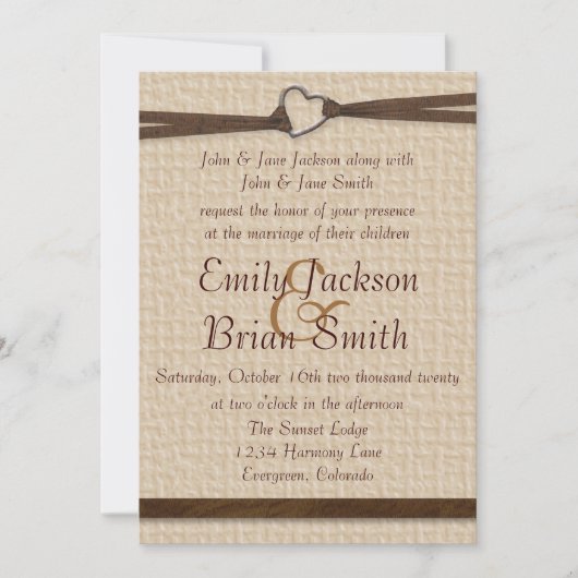 Invitation Un mariage rustique avec un costume d'armoire à ca (Devant)