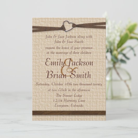 Invitation Un mariage rustique avec un costume d'armoire à ca (Debout devant)