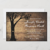 Invitation Un mariage rustique d'arbre cardiaque sculpté invi (Devant)
