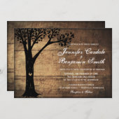 Invitation Un mariage rustique d'arbre cardiaque sculpté invi (Devant / Derrière)