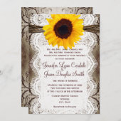 Invitation Un mariage rustique de dentelle de tournesol (Devant / Derrière)