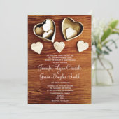 Invitation Un mariage rustique entre les coeurs de grains de  (Debout devant)