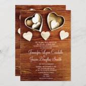 Invitation Un mariage rustique entre les coeurs de grains de  (Devant / Derrière)