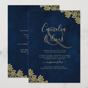 Invitation Un mariage tout en 1 en dentelle d'or invite QR Co
