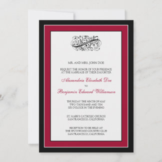 Invitation Un mariage tout simple 5 x 7 Noir/Cranberry