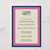 Invitation Un mariage tout simple 5x7 Fuchsia/Navy (Devant / Derrière)