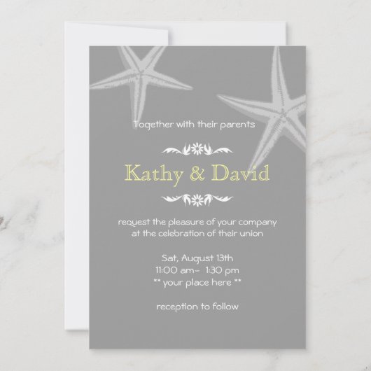 Invitation Un mariage triangulaire Motif d'étoiles de mer inv (Dos)