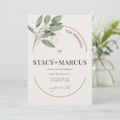 Invitation Un Mariage vert et or avec un accent or (Debout devant)