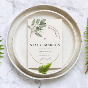 Invitation Un Mariage vert et or avec un accent or