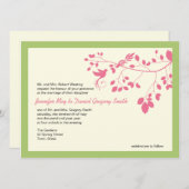 Invitation Un Mariage Vert Et Rose Invite Les Inséparables (Devant / Derrière)