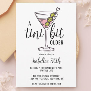 Invitation Un Martini Un Peu Plus Vieux Anniversaire Dessiné 