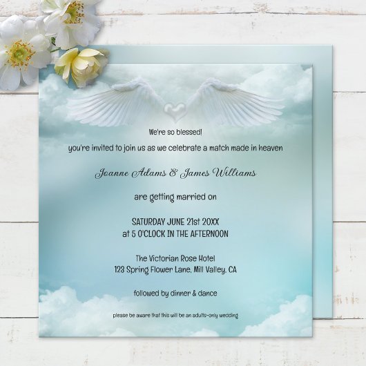 Invitation Un match fait en Mariage d'ailes du Ciel-Ange