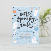 Invitation Un Mec Éffrayant Cute Halloween Ghost 1er Annivers (Debout devant)