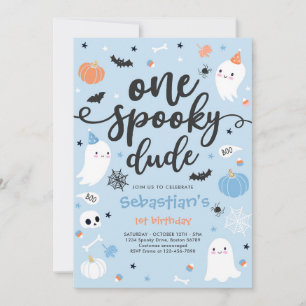Invitation Un Mec Éffrayant Cute Halloween Ghost 1er Annivers