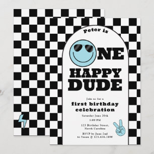 Invitation Un Mec Heureux 1er Premier Anniversaire