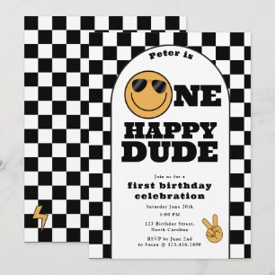 Invitation Un Mec Heureux 1er Premier Anniversaire