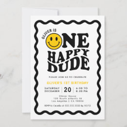 Invitation Un mec heureux | Joli visage garçon 1er anniversai
