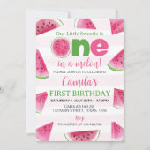 Invitation Un Melon Anniversaire 1ère Bougie Pastèque (Devant)