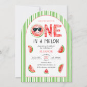 Invitation Un melon pour un an 1er anniversaire pastèque été (Devant)