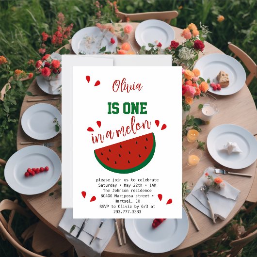 Invitation Un melon pour un premier anniversaire de pastèque