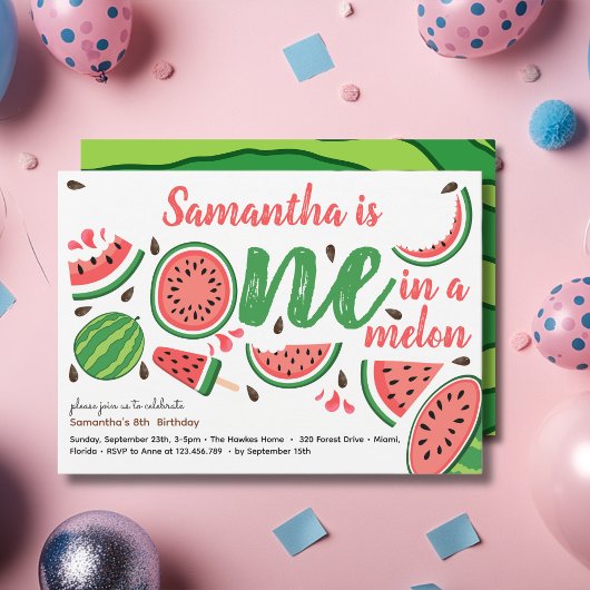 Invitation Un melon pour un premier anniversaire de pastèque