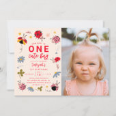 Invitation Un mignon bug Ladybug 1ère fête d'anniversaire Pho (Devant)