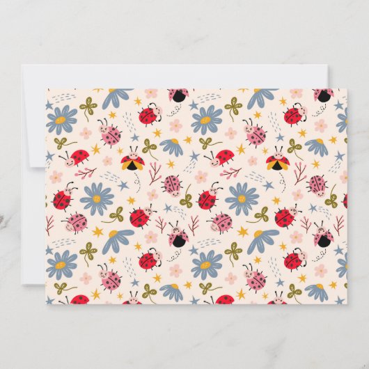 Invitation Un mignon bug Ladybug 1ère fête d'anniversaire Pho (Dos)