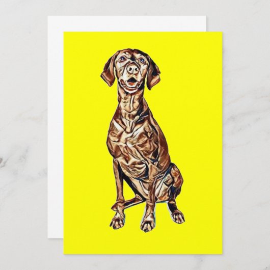 Invitation Un mignon chien de Vizsla assis et attendant avec  (Devant / Derrière)