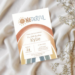 Invitation Un minimaliste original Boho Terracotta 1er annive