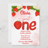 Invitation Un modèle de fête d'anniversaire de fraise sucrée (Devant)