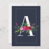 Invitation Un monogramme avec une initiale moderne florale bl (Dos)