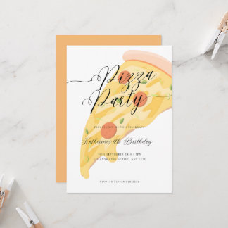 Invitation Un morceau de plaisir ! Fête de pizza aquarelle An