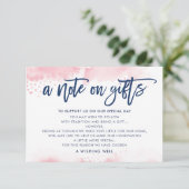 Invitation UN MOT À PROPOS DES CADEAUX aquarelle rose fuchsia (Debout devant)