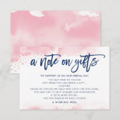 Invitation UN MOT À PROPOS DES CADEAUX aquarelle rose fuchsia (Devant / Derrière)