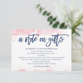 Invitation UN MOT À PROPOS DES CADEAUX aquarelle rose poudré  (Debout devant)