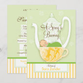 Invitation Un neutre de genre du thé | de baby shower (Devant / Derrière)
