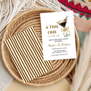 Invitation Un nœud beige coquette “Un bébé est en préparation