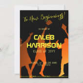 Invitation Un noir élégant diplômé en technologie moderne (Devant)