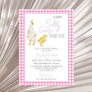 Invitation Un nouveau Baby shower de En vichy rose d'oie