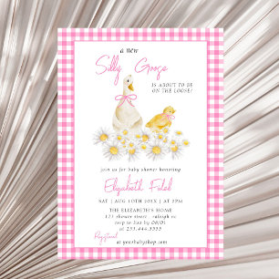 Invitation Un nouveau Baby shower de En vichy rose d'oie
